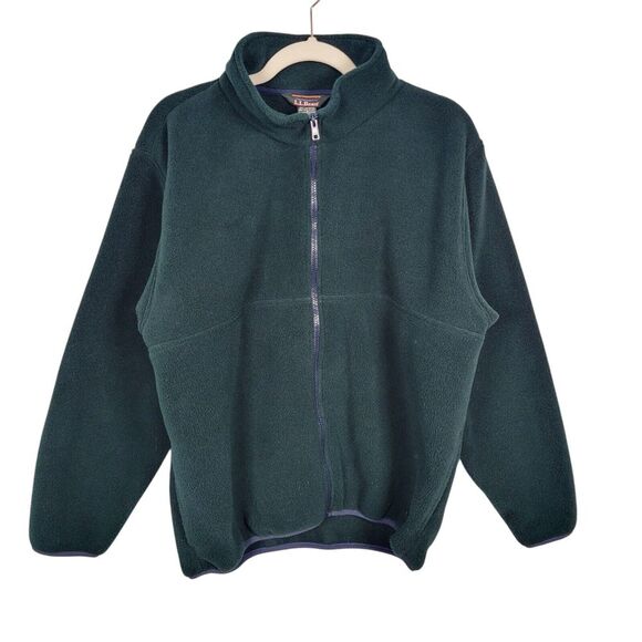L.L. Bean Jacket Women's Size L Polartec Fleece Full Zip Green Pockets - Picture 2 of 9